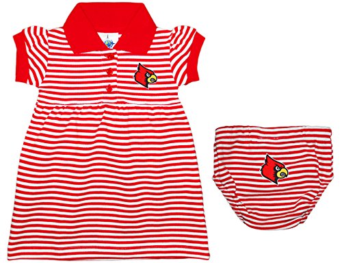 University of Louisville Cardinals Striped Game Day Dress with Bloomer,Red,0-3 Months