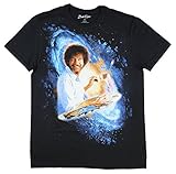 Bob Ross Galaxy Painting Graphic T-Shirt - Black
