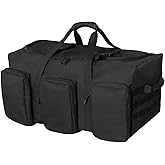 Large Military Travel Duffle Bag Tactical Camping Storage Utility Tote Bag Camping Kitchen Organizer with Deployment Cargo Bag Travel Sports Equipment (Black, Large 25.59"x13.78"x13.78")