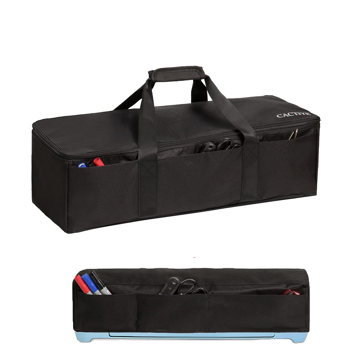 CACTIYE Carrying Bag Compatible with Cricut Explore Air and Maker, Waterproof Tote Bag Compatible with Cricut Explore Air and Supplies (2black, 11)
