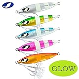 OCEAN CAT 1 PC Slow Fall Pitch Fishing Lures Sinking Lead Metal Flat Jigs Jigging Baits with Hook for Saltwater Fishing 100G/150G/200G/250G