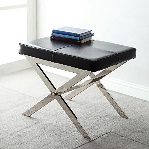 Richardson Black Bonded Leather Chrome Base Stool