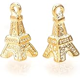 DanLingJewelry 100Pcs Travel Theme Mini Eiffel Tower Charms Golden Color Brass Building Hanging Ornaments for DIY Jewelry Making