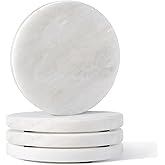 Koville Marble Coaster Set of 4, Round White Coasters, 4" Cup Coasters for Drinks, Heat Resistant Coaster for Coffee Table Home Office Bar Decor(Namib Fantasy)