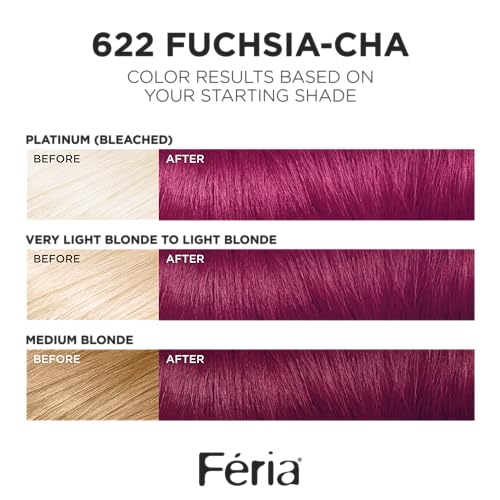 L’OREAL PARIS FERIA MULTI-FACETED SHIMMERING PERMANENT HAIR COLOR, 622 FUCHSIA-CHA, PACK OF 1 HAIR DYE KIT