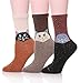 EBMORE Women Cute Animal Cartoon Fashion Casual Soft Wool Cotton Socks - 3 Pack
