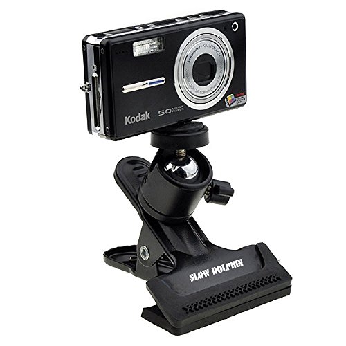 Slow Dolphin Tripod Camera Clip Clamp Flash Reflector Holder Mount with 1/4 Inch Screw 360 Degree Swivel for Studio Backdrop Camera SLR, Digital SLR, Video Came(Black)