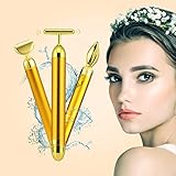 3-In-1 Beauty Bar Golden Pulse 24k Facial Massager, Anti-Wrinkle, Relaxing Facial Skin, Micro Vibrating Massager for Skincare Wrinkle Treatment