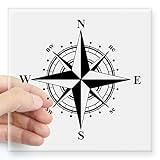 CafePress - Compass Rose - Black and White Sticker - Square Bumper Sticker Car Decal, 3