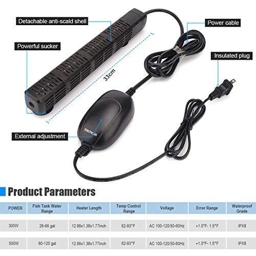 LUYS Aquarium Heater, Upgraded 300W/500W Fish Tank Heater with