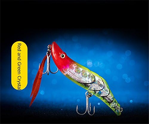 1pcs Fishing Lures,Wskshop Sea killer Shrimp Bait,Hard Lures Set with Hooks for Freshwater and Saltwater Bass offshore fishing lures (03red and green crystal)