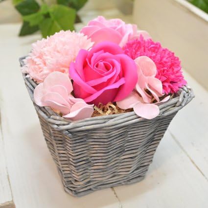 Amazon フレグランス ソープ フラワー ギフト ピンクローズバスケット アレンジ 石鹸 花 バラ 香る フラワーアレンジメント オンライン通販