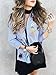 Simplee Apparel Women's Casual Floral Embroidered Side Slit Blue Blouse Shirt