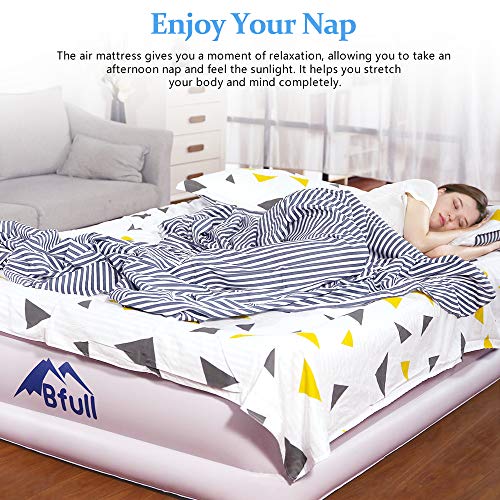 BFULL Air Mattress Thicken Inflatable No Leakage Airbed Portable Inflatable Mattress with Built-in Electric Pump,Durable,Easy to Store, Install,80 x 60 x 18 in,Air Mattress Queen Size,Blue - Thumbnail 2