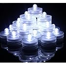 GZNIGHT Submersible Waterproof Wedding Underwater Battery Flameless Tea Lights Sub LED Lights Candles Floral Decoration Vase for Wedding Xmas Christmas Birthday Party Events (12 Pcs White)
