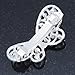 Bridal Wedding Prom Silver Tone Simulated Pearl Diamante 'Asymmetrical Butterfly' Barrette Hair Clip Grip - 65mm Across