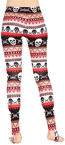FASHIONBUY Womens Fancy Christmas Leggings Snowflake Reindeer Skull Print Stretchy Pants Various Styles