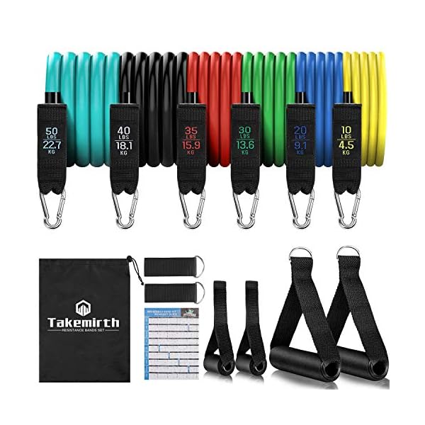 185-LBS-Resistance-Bands-Set-Exercise-Bands-Resistance-Bands-Set-Men-Home-Workouts-With-6-Fitness-Tubes-2-Foam-Handles-2-Ankle-Straps-2-Door-Anchor-Pilates-For-Physio-Home-Gym-Equipment 185 LBS Resistance Bands Set Exercise Bands, Resistance Bands Set Men Home Workouts With 6 Fitness Tubes, 2 Foam Handles…