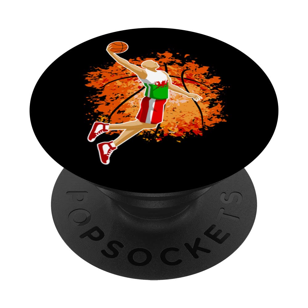 Wales Basketball Fans Jersey Welsh Flag Sport Team Supporter PopSockets Swappable PopGrip