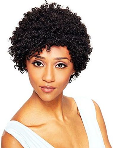 Women's Short Afro Kinky Curly Wig for Black Women 8 Inches Mixed Real Human Hair Wigs with Wig Cap