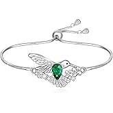 Fenthring Hummingbird Bracelet for Women Sterling Silver Good Luck Cute Bird Bracelets Spiritual Hummingbird Mothers Day Christmas Gifts Emerald Adjustable