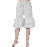 BEAUTELICATE Women Bloomers Ivory Cream 100% Cotton 2 Layer Ruffled Flounced Pants Pettipants