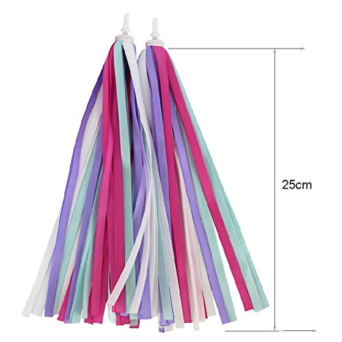 Bestartstore 1Pair(2pcs) Children Kid's Bike Scooter Bicycle Handlebar Grips Colorful Polyester Streamers Tassel Ribbons