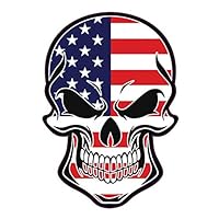 WickedGoodz American Flag Skull Vinyl Decal - US Bumper Sticker - Proud Patriotic American Gift