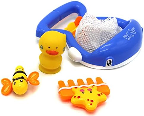 verzabo Bath Toys VERZABO BLUE WHALE SCOOP NET Bathtub bath toy set for 12 months plus babies