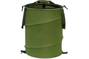 HQSSWUCH Collapsible Pop Up Trash Can, Outdoor Recycling Bin 13.8x15.8 in, 600D Oxford Cloth Yard Waste Bags, Camping Trash Can With Clip and Zip Lid (1Pcs-Green 10 Gallons)