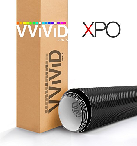 VVIVID XPO Black Carbon Fiber Car Wrap Vinyl Roll Featuring Air Release Technology (100ft x 5ft)