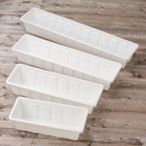 Poly-Pro Plastic Flower Box Planter, White, 24-Inch