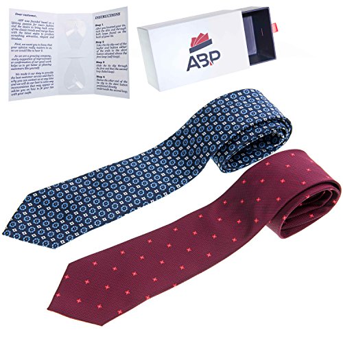 ABP Ties for Men. Set of 2 Neckties Red & Blue