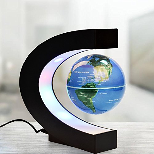 image for Floating Globe, Gopush Multi-Color Changing C Shape Magnetic Levitatio
