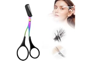 JITATY Eyebrow Trimmer Scissor,2024 New Eyebrow Trimmer for Women Men,Eyebrow Scissors with Comb,Non-Slip Eyebrow Cutter Eye Brow Razors,Eye Brow Shaper Trimming Scissors Makeup Tool (Black)