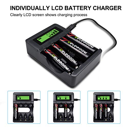 Deleepow Lithium AA Rechargeable Batteries 1.5V, 4 Pack Double A