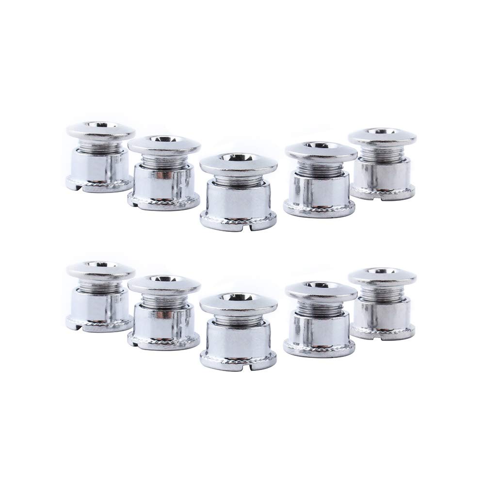 VOANZO 10Sets M8x12MM Silver Nut 2PCS/SET Bicycle Bike Wheel Hub Axle Nuts 7075 Aluminum Alloy Screw for Bike Single Speed Crankset