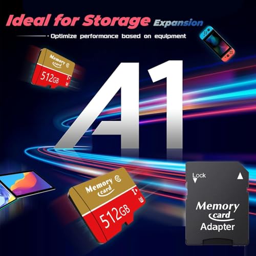 New MicroSDXC MicroSD Card 512GB Set with Adapter,Full HD & 4K UHD Card Class10 U3 High Speed for Camera/Phone/Tachograph,Tablet and Drones