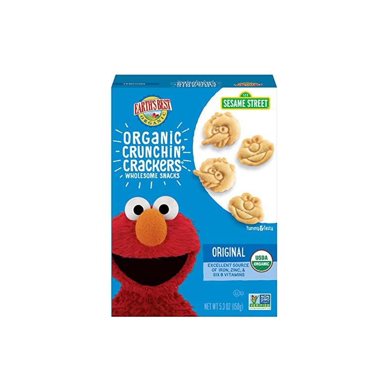 Earth’s Best Organic Kids Snacks, Sesame Street Toddler Snacks, Organic Crunchin’ Crackers, Wholesome Snacks for…