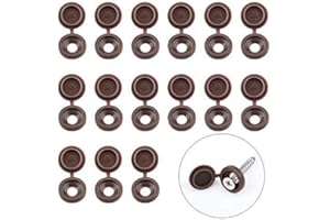 INCREWAY Screw Covers, 100pcs Brown Plastic Screw Cap Hinged Fold Over Caps Rubber Dust Washer Flip Tops with Storage Box (Brown)