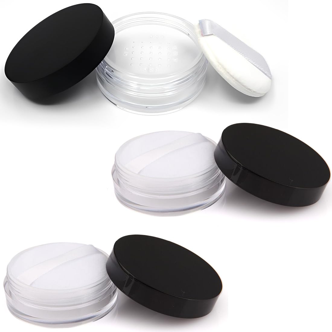 FMYODWU 3 Pieces Loose Powder Container, 5g, Powder Container, Reusable Empty Powder Container, DIY Portable Container with Powder Puff