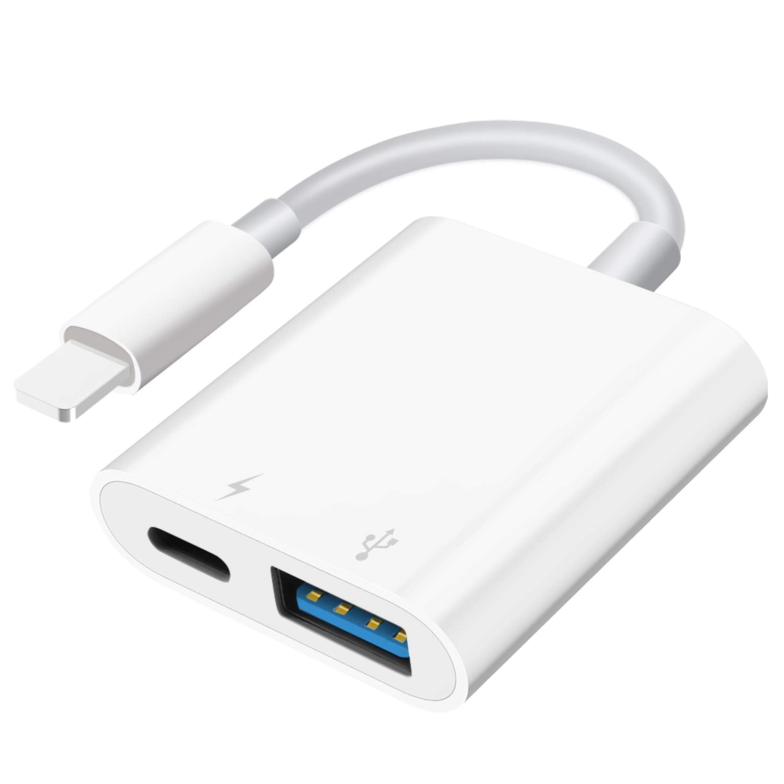Photo 1 of SUNTRSI USB Camera Adapter, Portable USB 3.0 Female OTG Adapter for iPhone, iPad to USB Adapter with Charging Port, No Application, Plug and Play