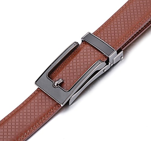 Marino Men's Genuine Leather Ratchet Dress Belt with Open Linxx Leather Buckle, Enclosed in an Elegant Gift Box - Burnt Umber - Style 162 - Custom: Up to 44" Waist