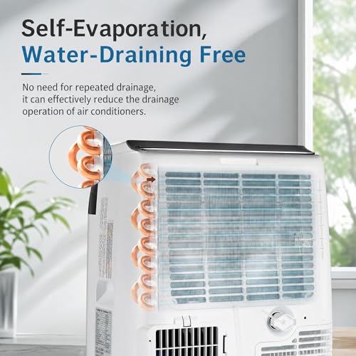 IDEALHOUSE 14,000 BTU Portable Air Conditioner for Large Room Up to 700 Sq.ft, 3-in-1 Portable AC Unit with Secure Window Kit, Auto-Evaporating Floor Air Conditioner with Remote & Timer for Bedroom