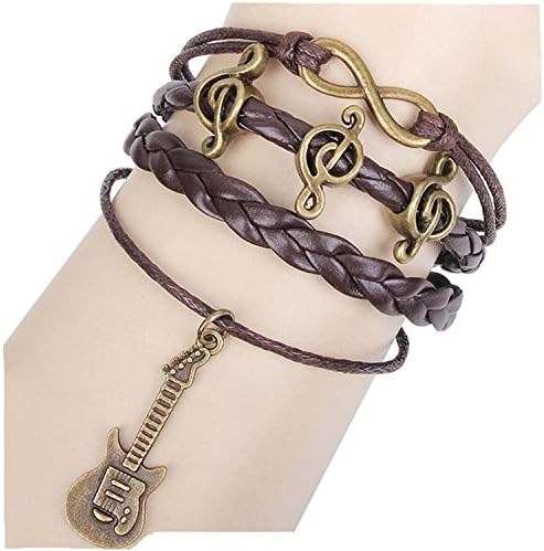 Also Easy Vintage Handmade Braided Multi Layers Woven Rope Wrap Bangle Bracelets Guitar Pendant