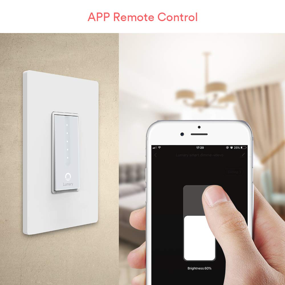 Lumary L-DS100 Dimmer Smart Light Switch with Wifi and Voice Control, Compatible with Alexa, Google Assistant, IFTTT (No Hub required)