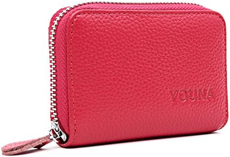 Credit Card Wallet,YOUNA RFID Blocking Genuine Leather Credit Card Holder for Women Rose Red
