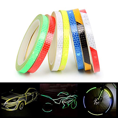 Reflective Tape 7 Roll Safety Tapes Warning Strip Self-Adhesive DIY Decoration Bicycle Wheel Rim Light Reflective Stickers Reflective Wheel Tape Decal Sticker for Bike, Car, Truck, Motorcycle - 8M - Thumbnail 2