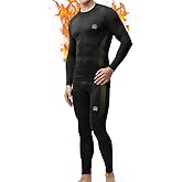 MEETWEE Men's Thermal Underwear Set, Winter Ski Gear Fleece Lined Long Johns Base Layer Warm Top & Bottom for Skiing Black
