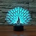 3D Illusion Lamp Novelty Optical Led Light 7 Colors Change Peacock Light Touch Switch Table Desk Lamps for Kids Bedroom Birthday Christmas Gifts